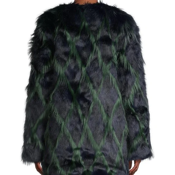💚💙🦋💎 ZADIG & VOLTAIRE NWT - “Louisy”navy & emerald faux fur coat, size L.